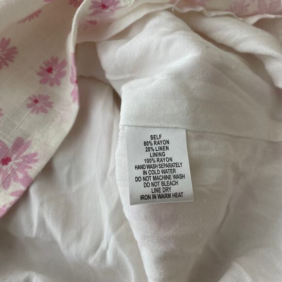 Cotton Candy LA Pink Floral Linen Mini Dress L - Picture 5 of 8